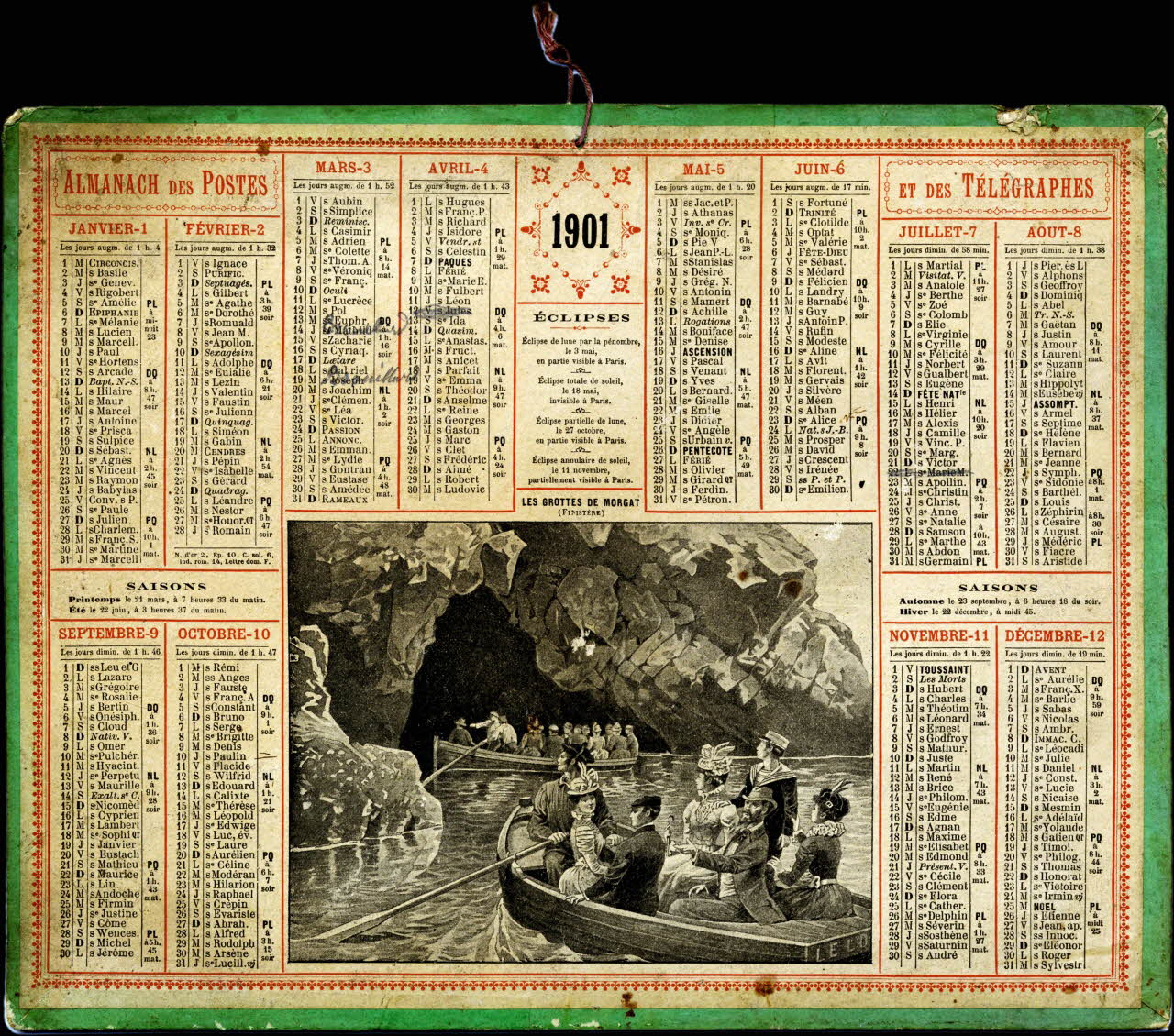 François, Charles Oberthür calendrier ALMANACH DES POSTES  ET DES TELEGRAPHES  1901 Rennes 1900 1979.2.21 Photo