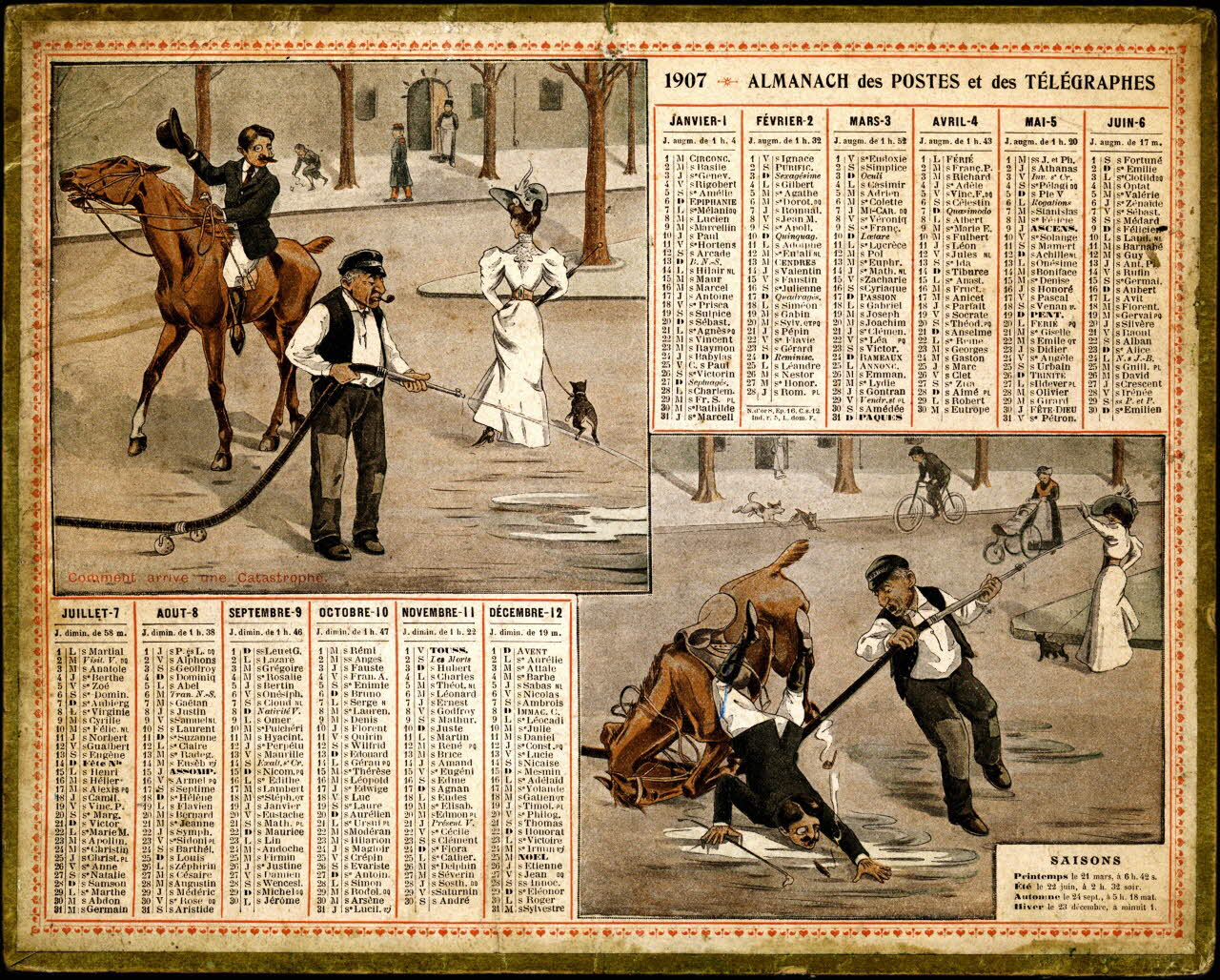 François, Charles Oberthür calendrier 1907  ALMANACH des POSTES et des TELEGRAPHES Rennes 1906 1979.2.29 Photo