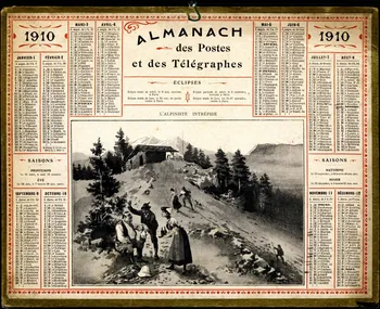 François, Charles Oberthür calendrier ALMANACH  des Postes  et des Télégraphes  1910 Rennes 1910 1979.2.33 Photo
