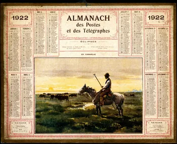 François, Charles Oberthür calendrier ALMANACH  des Postes  et des Télégraphes  1922 Rennes 1921 1979.2.46  Photo