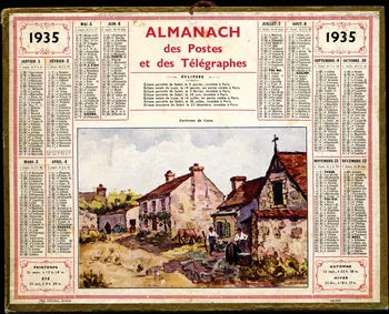 François, Charles Oberthür calendrier ALMANACH  des Postes  et des Télégraphes  1935 Rennes 1934 1979.2.59  Photo