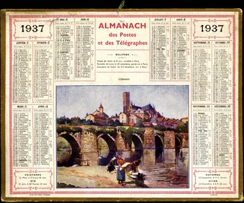François, Charles Oberthür calendrier ALMANACH  des Postes  et des Télégraphes  1937 Rennes 1936 1979.2.60 Photo