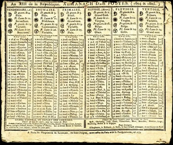 Langlois imagerie ancienne An XIII de la République. ALMANACH DES POSTES. (1804 & 1805.) Paris 1803 1993.2.246  Photo