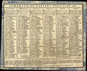 Huet-Perdoux Robert Frédéric imagerie ancienne ALMANACH DE CABINET POUR L'AN 1807. Orléans 1806 1993.2.247 Photo