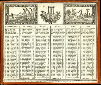 Durouchail Pierre ; Marcilly ; Eberhart imagerie ancienne Almanach de cabinet avec allégories des saisons de 1824 Paris 1823 1993.2.256 Photo
