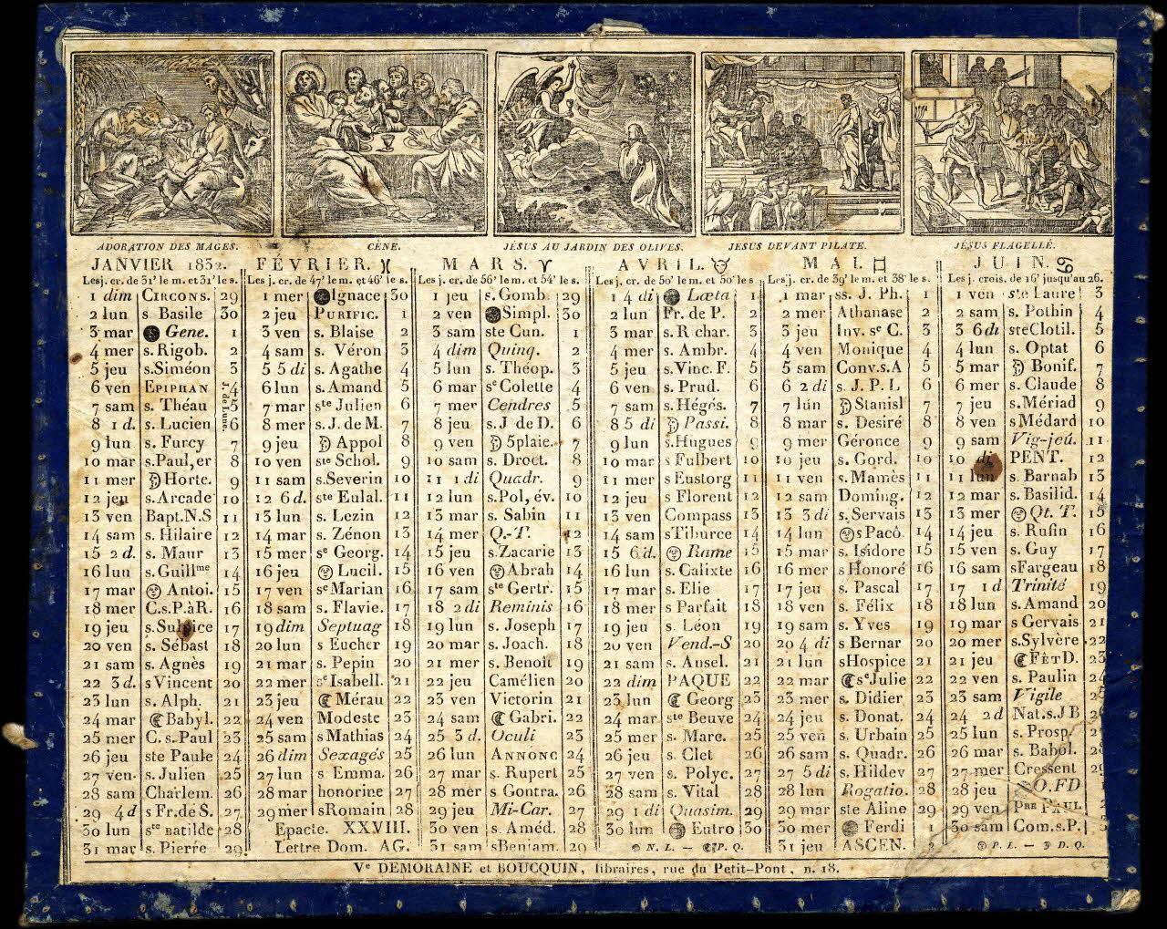 Demoraine et Boucquin imagerie ancienne Almanach des postes pour l'année 1852 Paris 1831 1993.2.263 Photo