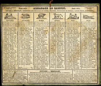 Cotard H. ; Breillat imagerie ancienne ALMANACH DE CABINET.  Année 1834. Issoudun 1833 1993.2.265  Photo