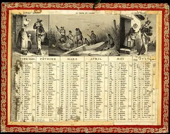 Tremblay estampe Almanach de cabinet avec six scènes populaires : Bretons, chasse, etc. de 1840 Paris 1839 1993.2.270 Photo