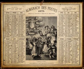 Ensfelden Eugène ; Lévy ; François, Charles Oberthür calendrier ALMANACH DES POSTES  1875  L'ARBRE DE NOEL Rennes 1874 1993.2.303 Photo