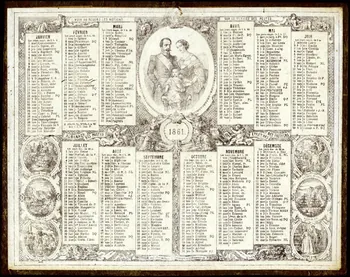 François, Charles Oberthür calendrier Almanach des postes de 1861 Rennes 1860 1993.2.287 Photo