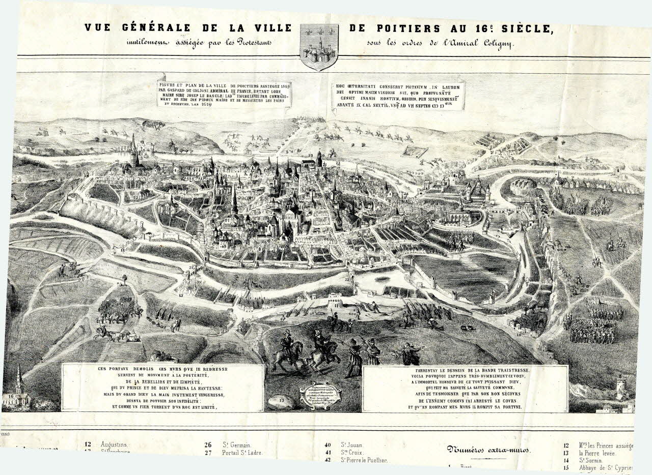 Souplet Louis Ulysse ; Nautre François ; Gauvin (imprimeur, libraire, estampe VUE GENERALE DE LA VILLE DE POITIERS AU 16e SIECLE, Poitiers 1839-1878 1938.25.152 Photo