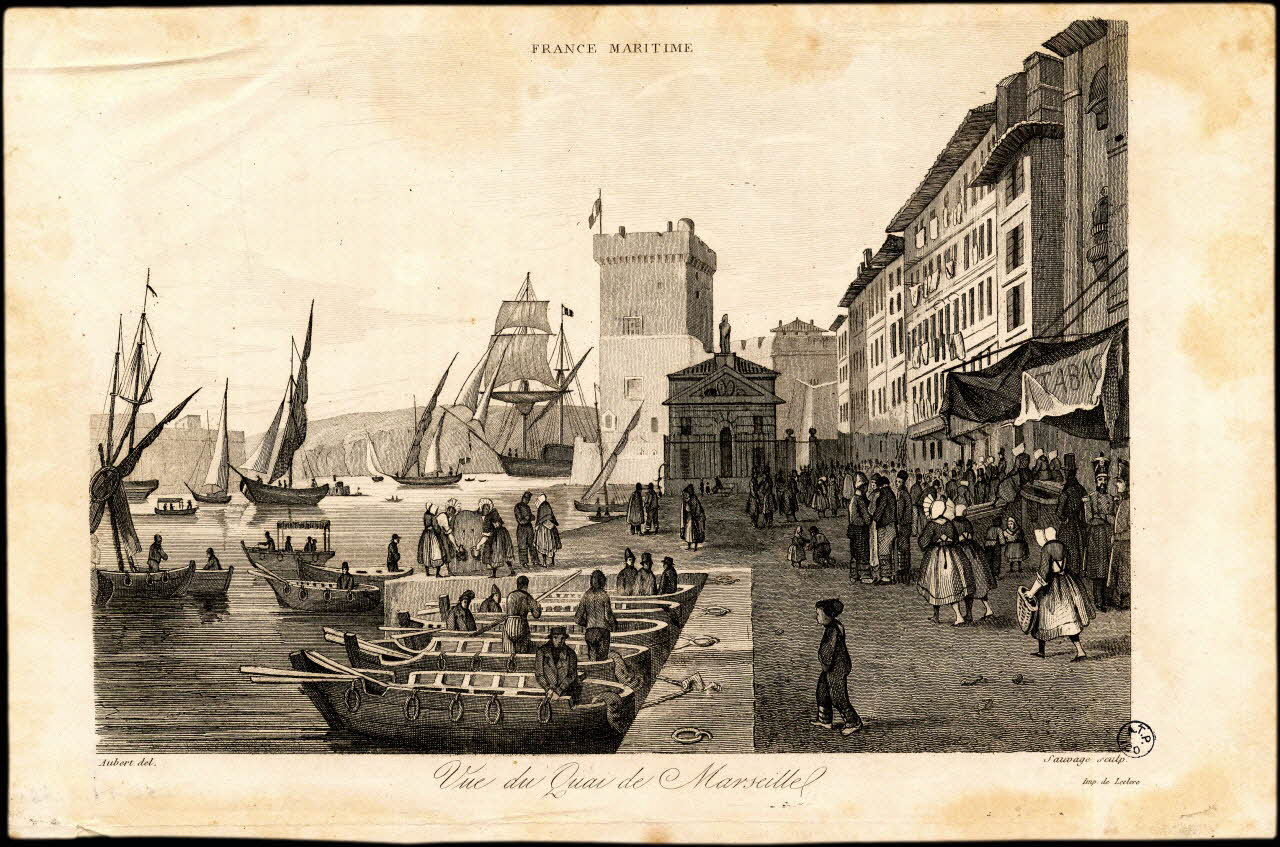 estampe FRANCE MARITIME  Vue du Quai de Marseille 1944.2.206 Photo