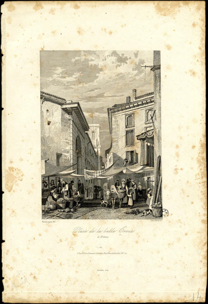 estampe Place de la Belle Croix  a Nîmes. 1944.2.203 Photo