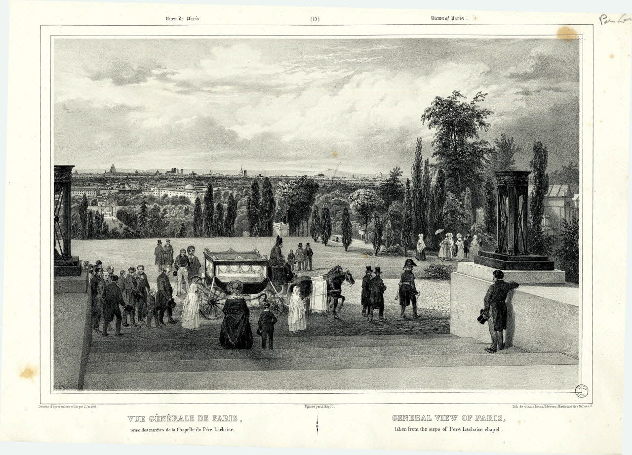 estampe VUE GENERALE DE PARIS, prise des marches de la Chapelle du Père Lachaise. 1975.23.18 Photo