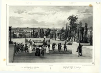 estampe VUE GENERALE DE PARIS, prise des marches de la Chapelle du Père Lachaise. 1975.23.18 Photo
