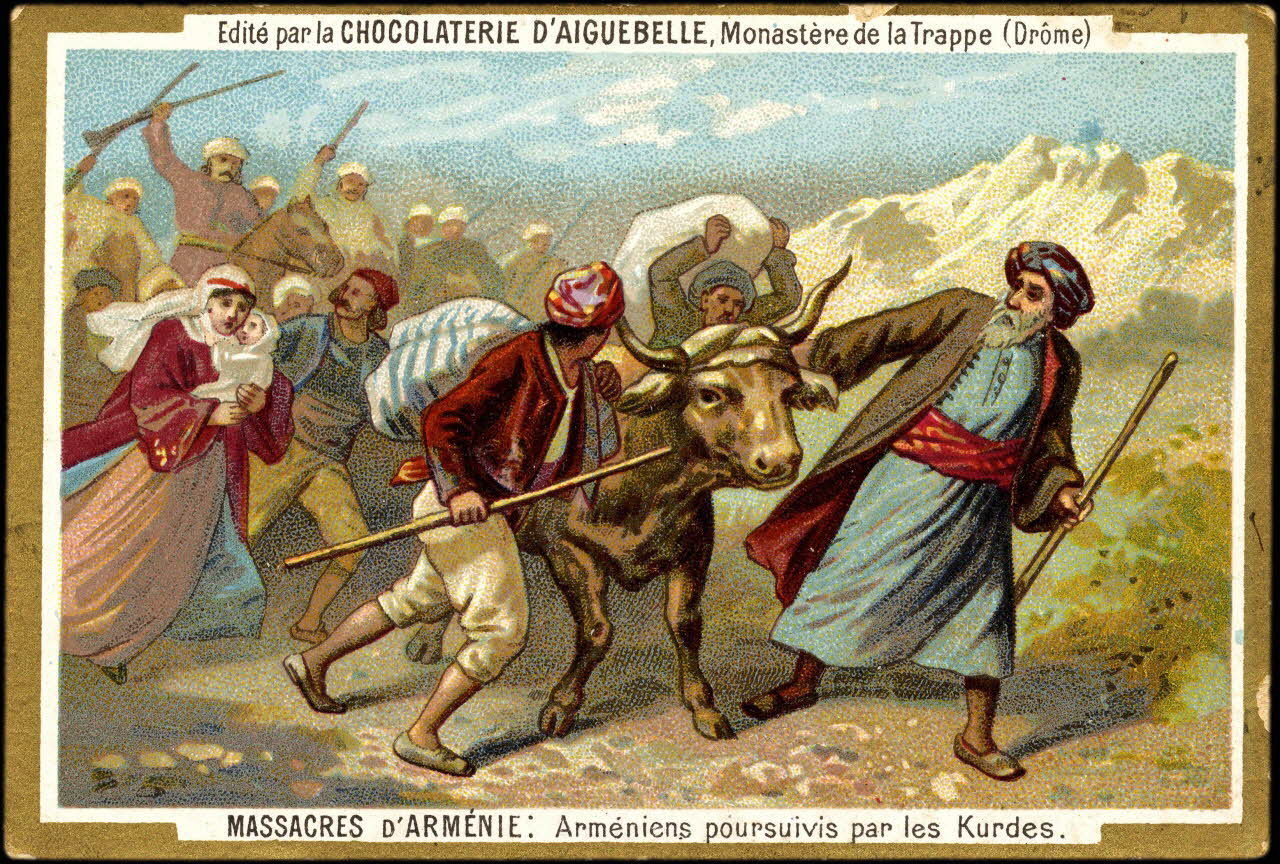 Romanet carte réclame MASSACRES D'ARMENIE : Arméniens poursuivis par les Kurdes. Paris 1877-1907 1998.77.48.1 Photo
