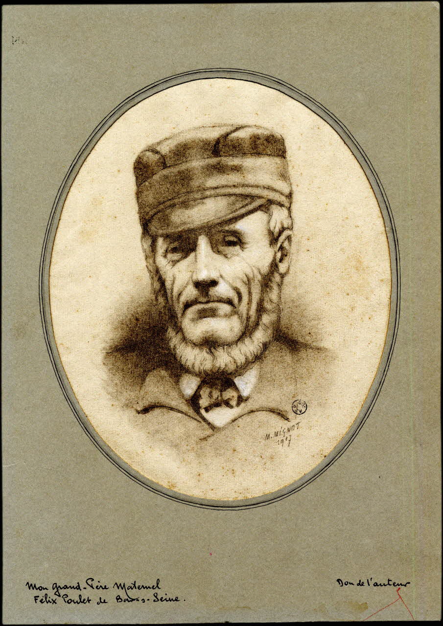 Marcel Mignot dessin Portrait de Félix Poulet de Bar-sur-Seine 1917 1944.8.2 Photo