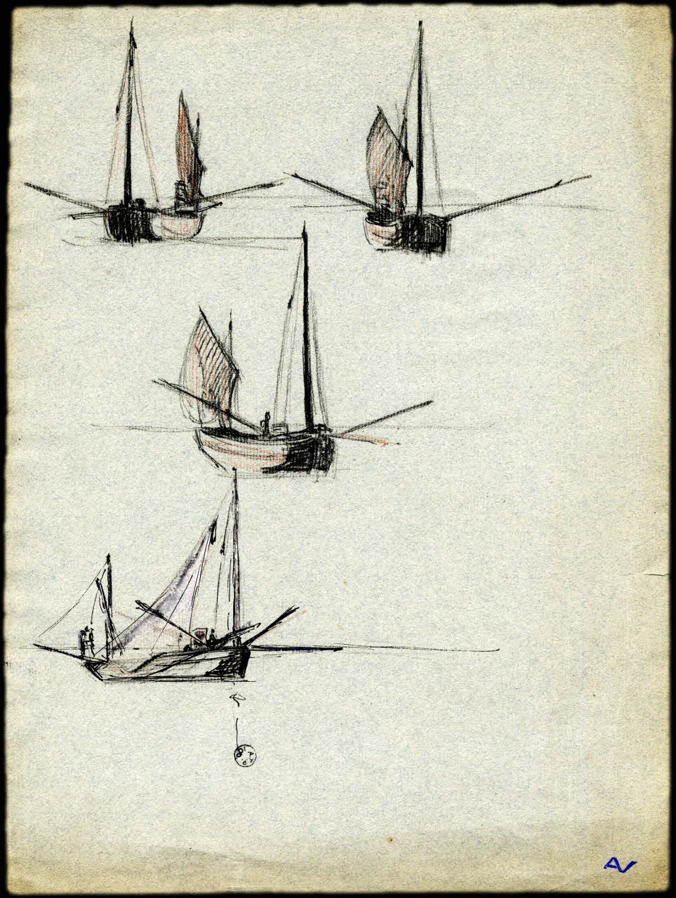 Nivard André dessin Bateau de pêche de Berck-sur-Mer 1832 1966.38.1 Photo