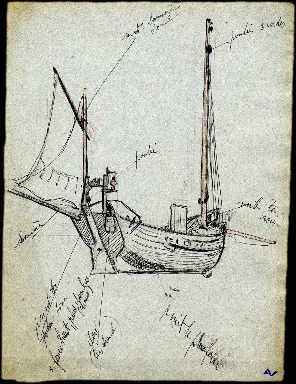 Nivard André dessin Bateau de pêche de Berck-sur-Mer 1836 1966.38.3 Photo