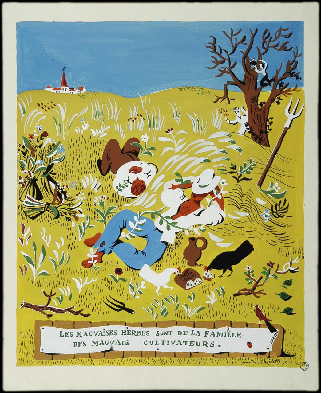 Jean-Denis Malclès dessin LES MAUVAISES HERBES SONT DE LA FAMILLE  DES MAUVAIS CULTIVATEURS 1943 1943.12.1 Photo