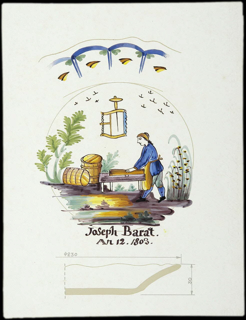 Jacques Pasquet ; Dobignard Guy dessin Assiette Joseph Barat 1943 1985.51.23 Photo