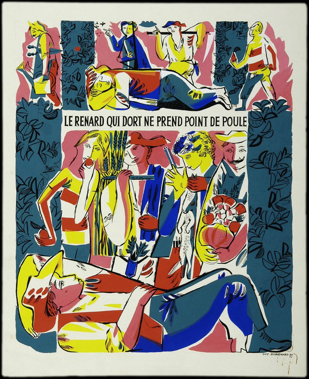 Dobignard Guy dessin LE RENARD QUI DORT NE PREND POINT DE POULE 1943 1943.9.2 Photo