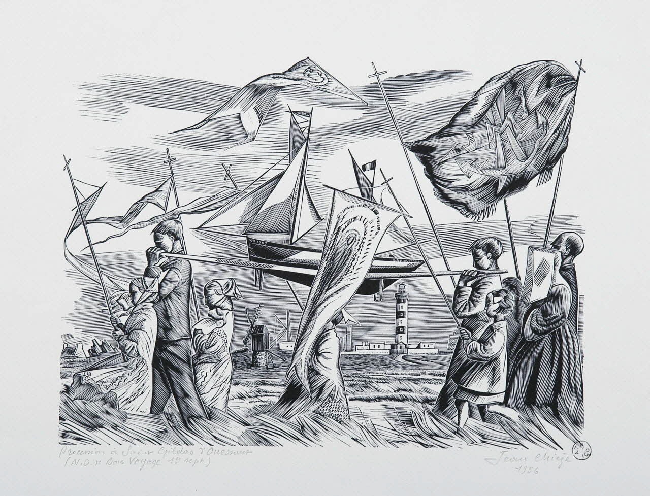estampe Procession à Saint Gildas d'Ouessant  (N.D. du bon voyage 1er sept) 1958.42.3 Photo