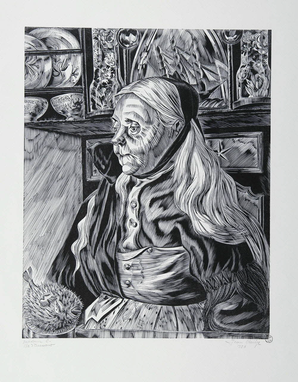 Jean Chièze estampe Madame C.  Ile d'Ouessant 1956 1958.42.1 Photo