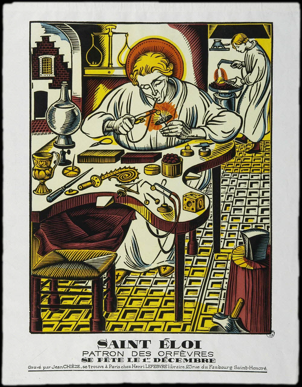 estampe SAINT ELOI  PATRON DES ORFEVRES  SE FETE LE 1er DECEMBRE 1942.6.1 Photo