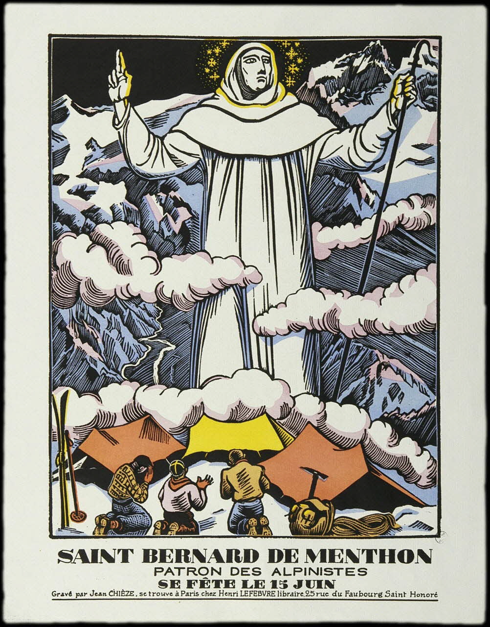 estampe SAINT BERNARD DE MENTHON  PATRON DES ALPINISTES  SE FETE LE 15 JUIN 1942.6.6 Photo