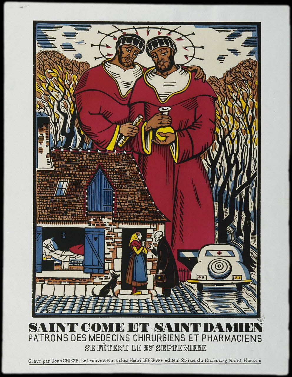 estampe SAINT COME ET SAINT DAMIEN  PATRONS DES MEDECINS CHIRURGIENS ET PHARMACIENS  SE FETENT LE 27 SEPTEMBRE 1942.6.7 Photo