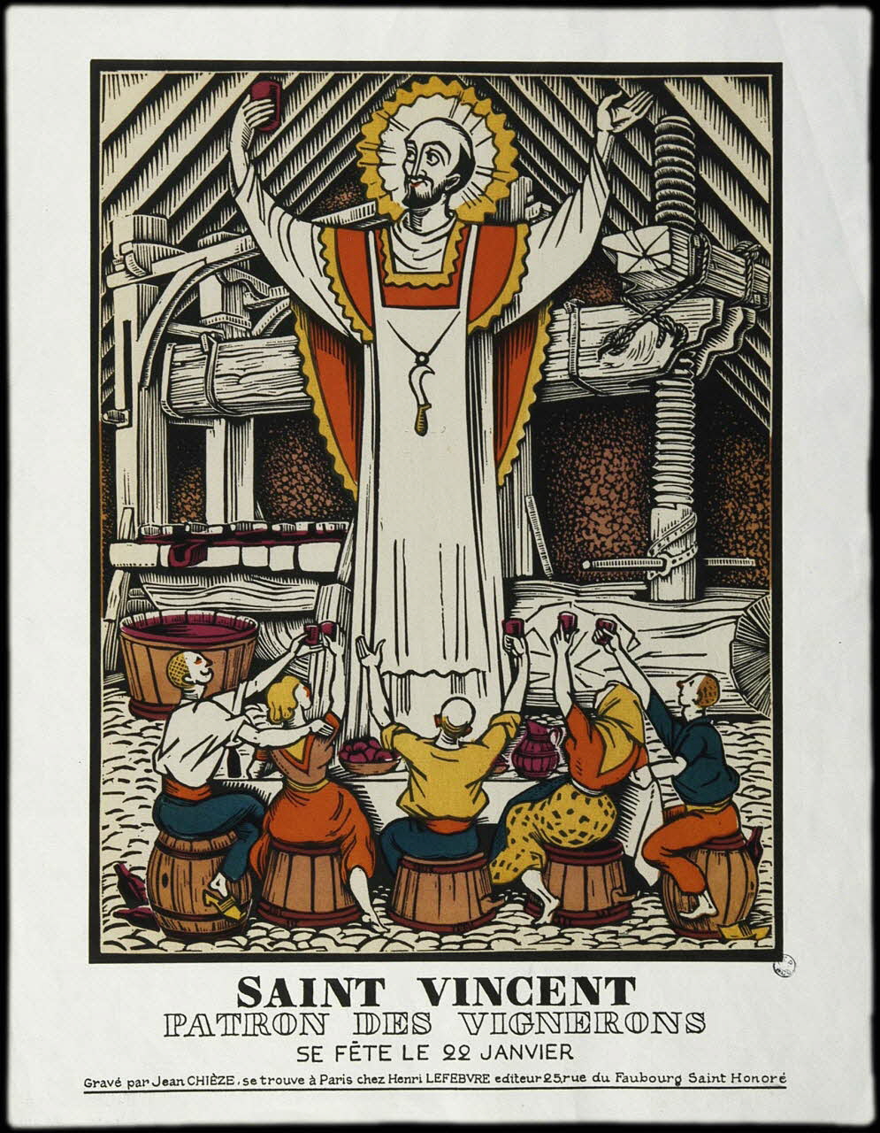 estampe SAINT VINCENT  PATRON DES VIGNERONS  SE FETE LE 22 JANVIER 1942.6.11 Photo