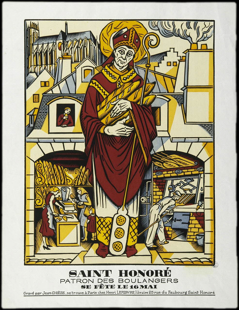 estampe SAINT HONORE  PATRON DES BOULANGERS  SE FETE LE 16 MAI 1942.6.10 Photo