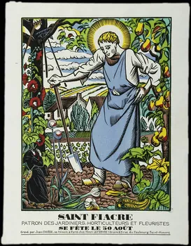 estampe SAINT FIACRE  PATRON DES JARDINIERS, HORTICULTEURS ET FLEURISTES  SE FETE LE 30 AOUT 1942.6.4 Photo