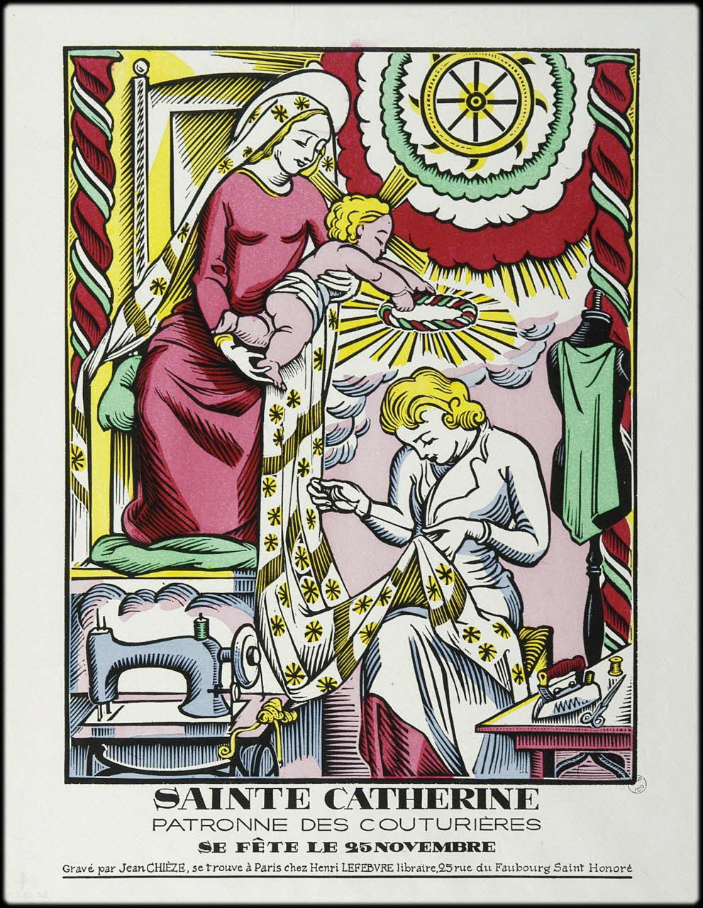 estampe SAINTE CATHERINE  PATRONNE DES COUTURIERES  SE FÊTE LE 25 NOVEMBRE 1942.6.3 Photo