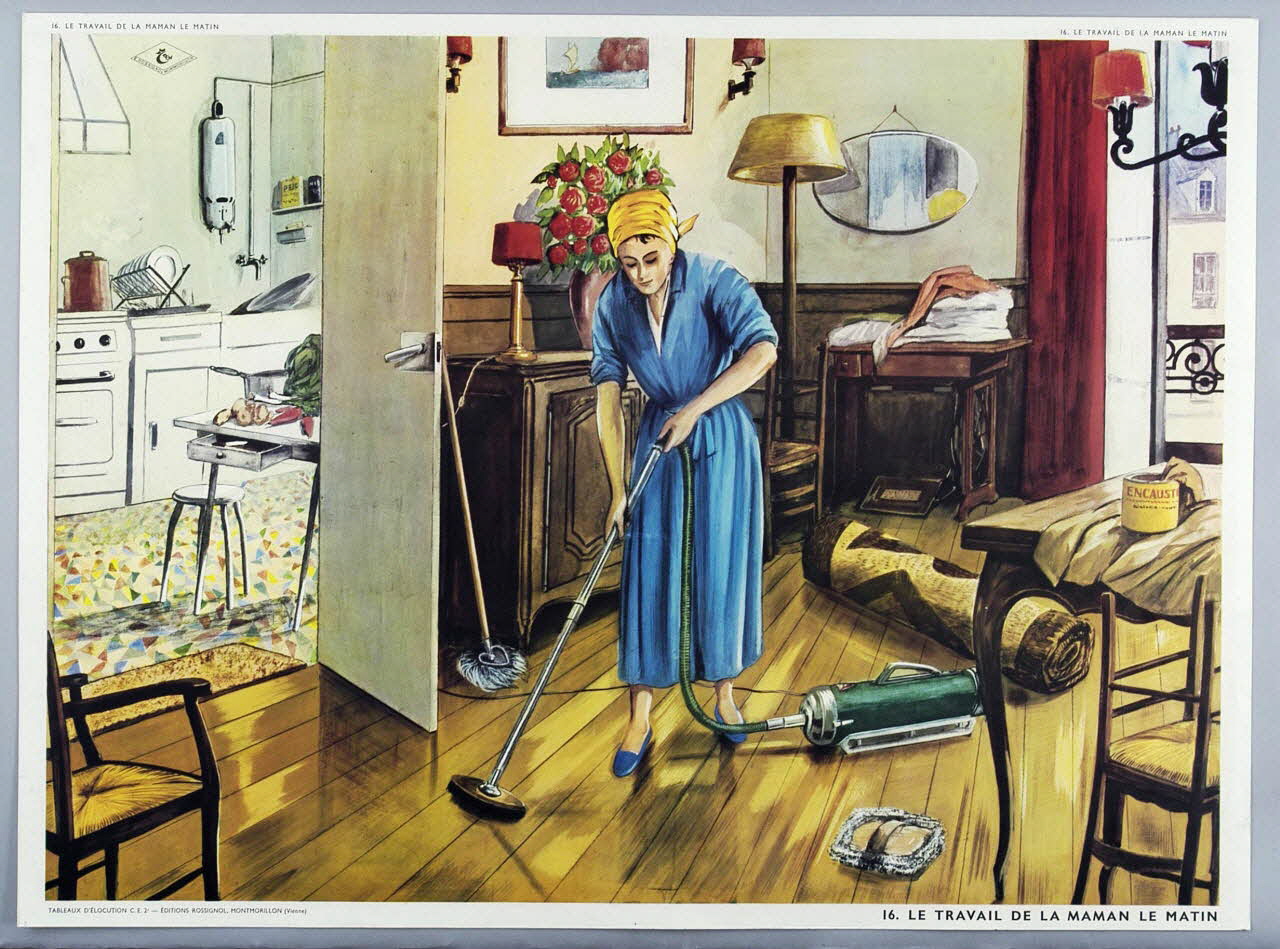 Editions Rossignol estampe 16. LE TRAVAIL DE LA MAMAN LE MATIN 1950-1970 2007.51.2.2 Photo Mucem