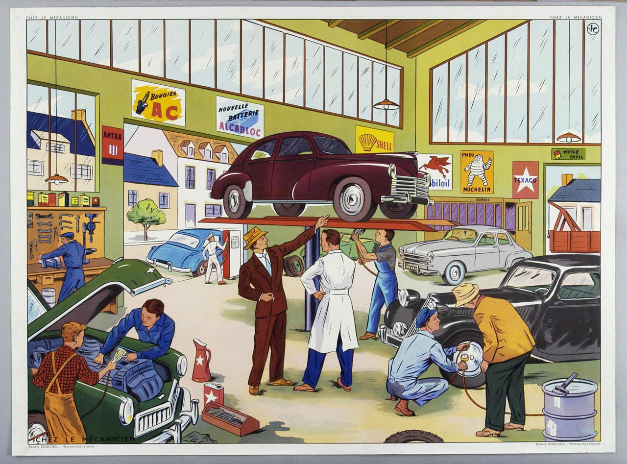 Editions Rossignol estampe CHEZ LE MECANICIEN 1950-1970 2007.51.5.1 Photo