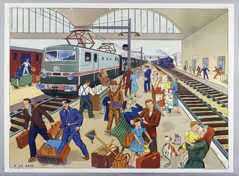 Editions Rossignol estampe A LA GARE 1950-1970 2007.51.5.2 Photo