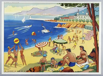 Editions Rossignol estampe EN VACANCES AU BORD DE LA MER 1950-1970 2007.51.6.1  Photo