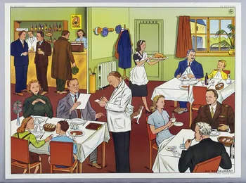Editions Rossignol estampe AU RESTAURANT 1950-1970 2007.51.7.1  Photo