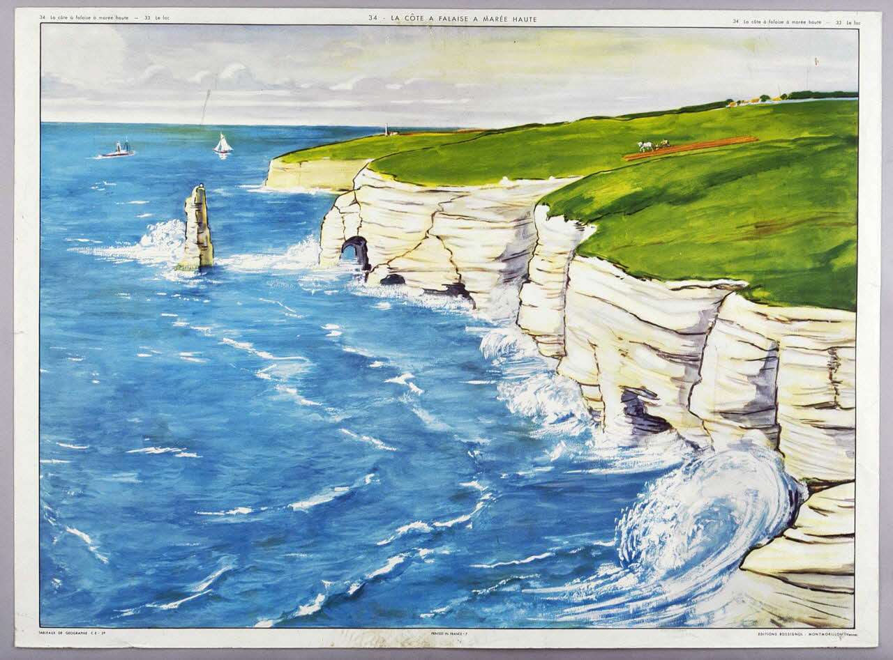 Editions Rossignol estampe 34 - LA CÔTE A FALAISE A MAREE HAUTE 1950-1970 2007.51.10.2 Photo