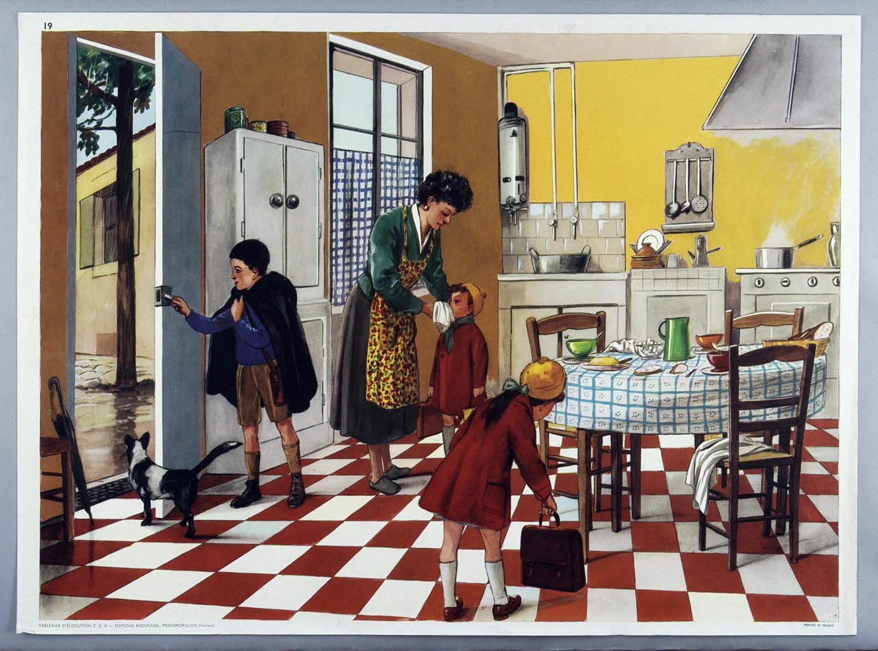 Editions Rossignol estampe 19. Le départ pour l'école 1950-1970 2007.52.2.1 Photo