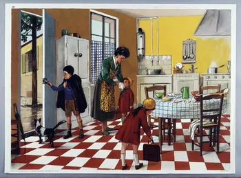 Editions Rossignol estampe 19. Le départ pour l'école 1950-1970 2007.52.2.1  Photo