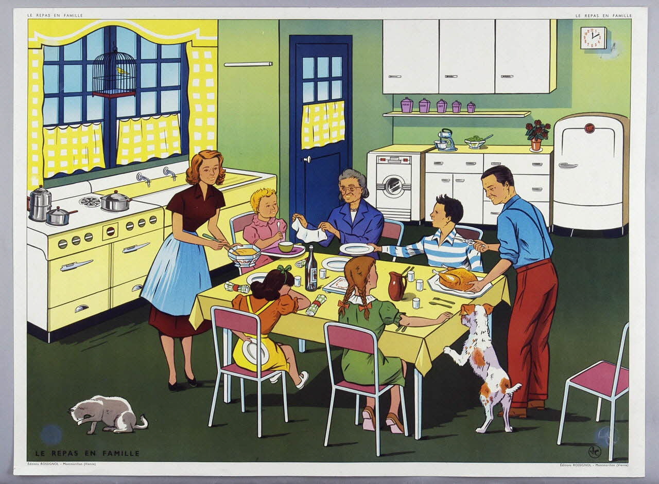 Editions Rossignol estampe LE REPAS EN FAMILLE 1950-1970 2007.52.4.2 Photo