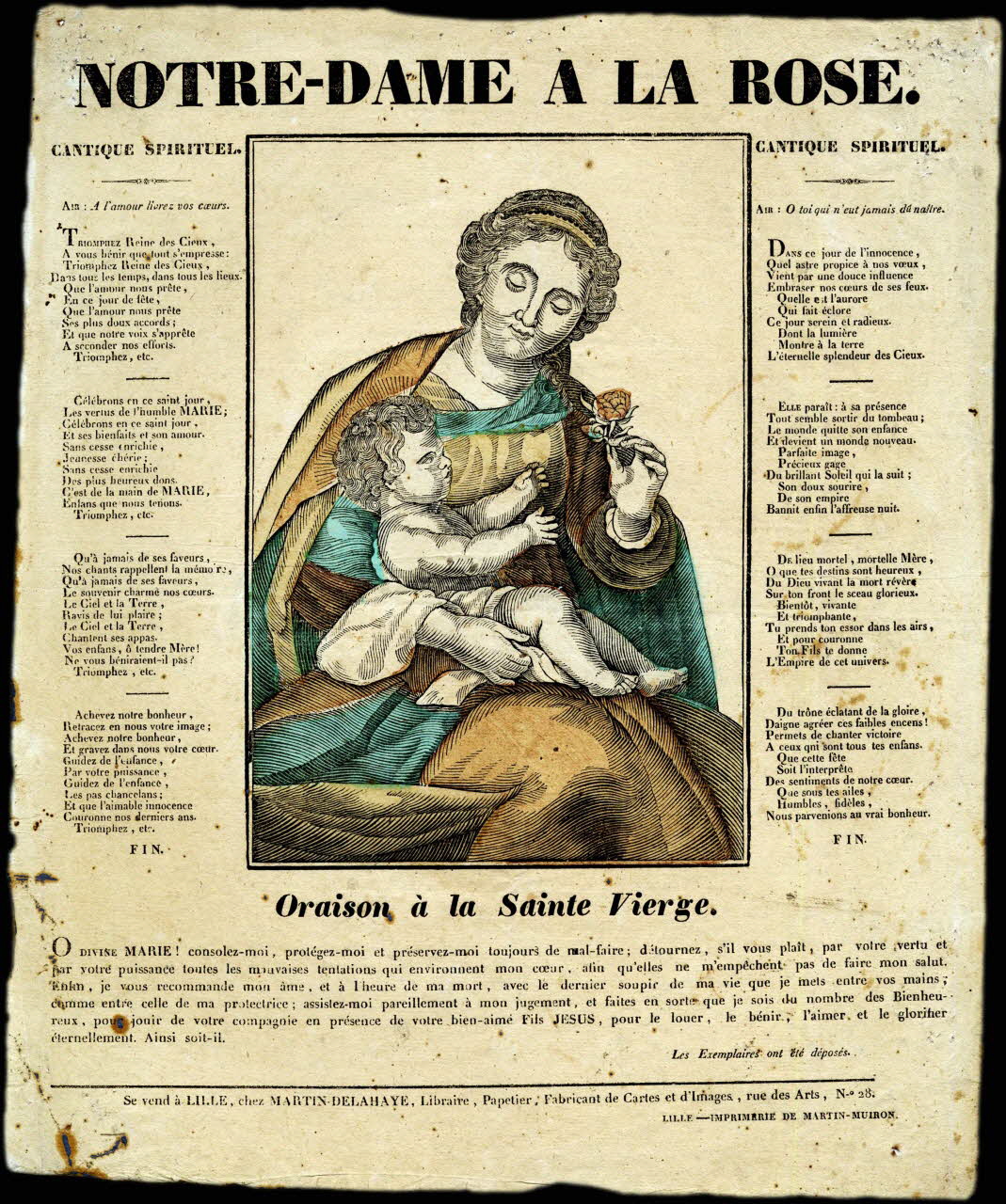Henri Alexandre Joseph Martin-Delahaye ; Martin-Muiron (imprimeur)" estampe NOTRE-DAME A LA ROSE. Lille 1827-1833 2008.11.48 Photo