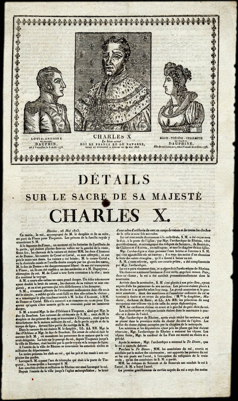 estampe DETAILS  SUR LE SACRE DE SA MAJESTE  CHARLES X. 2008.11.9 Photo