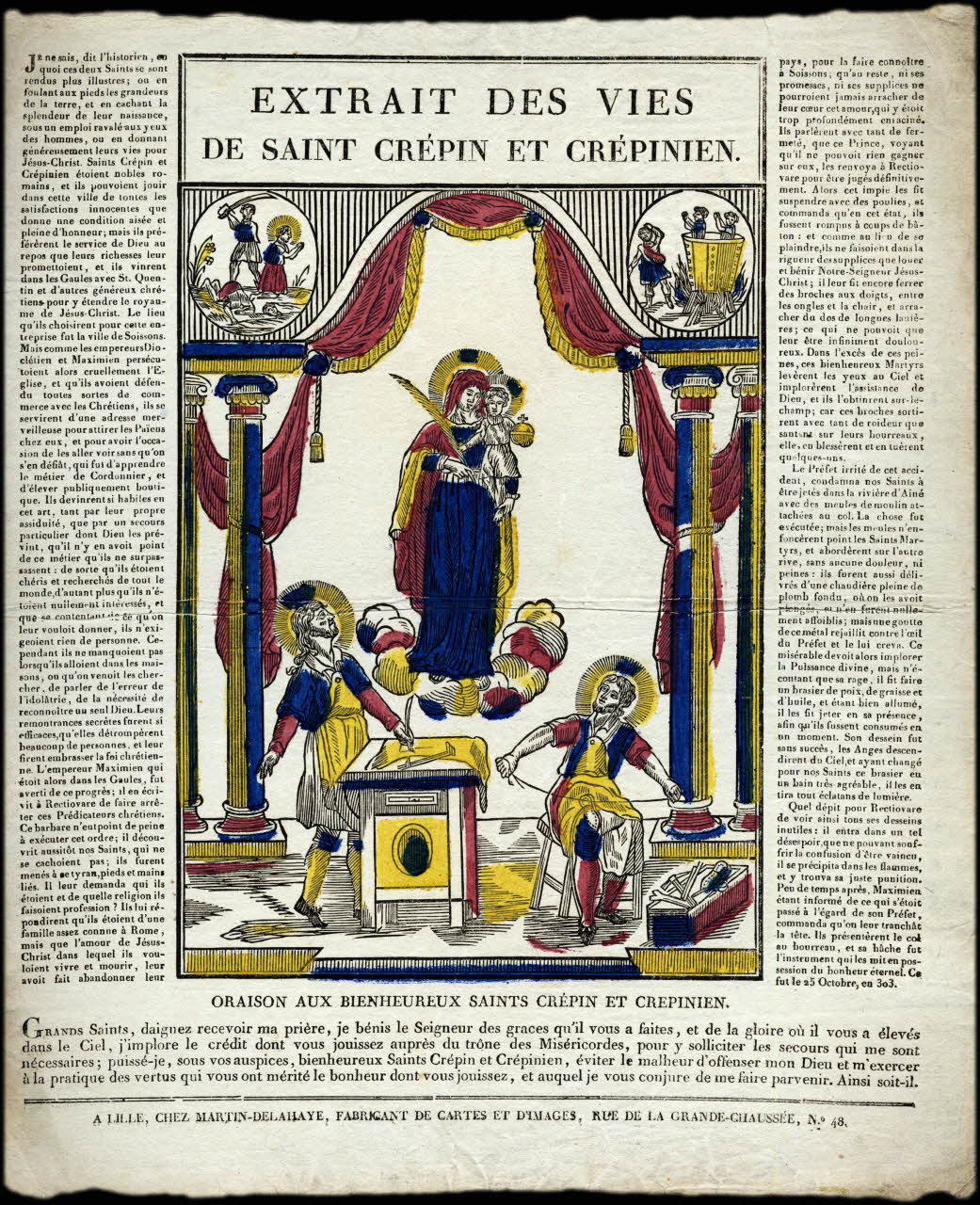 Henri Alexandre Joseph Martin-Delahaye estampe EXTRAIT DES VIES  DE SAINT CREPIN ET CREPINIEN. Lille 1805-1815 2008.11.15 Photo
