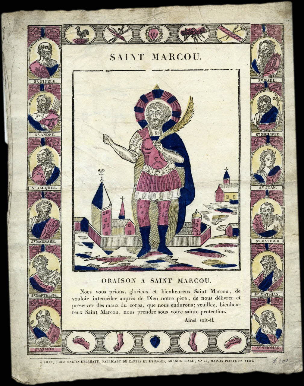 Henri Alexandre Joseph Martin-Delahaye estampe SAINT MARCOU Lille 1810-1826 2008.11.20 Photo