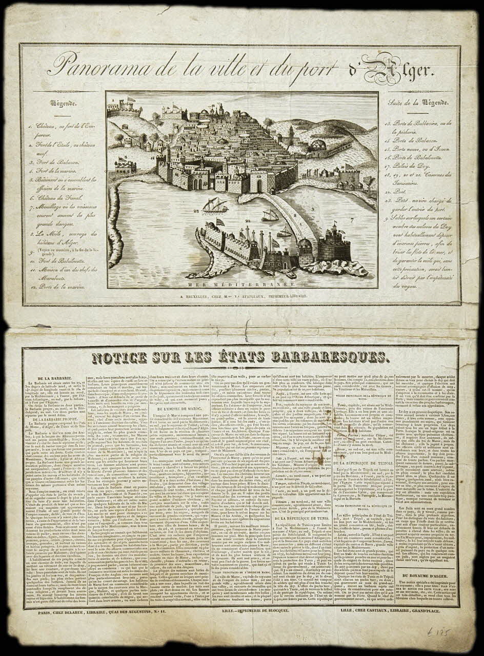 estampe Panorama de la ville et du port d'Alger  NOTICE SUR LES ETATS BARBARESQUES 2008.11.54 Photo