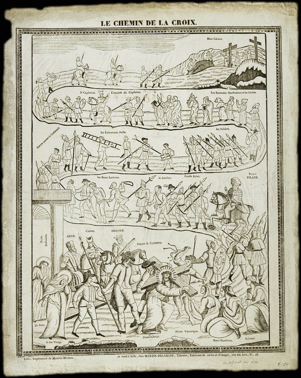 Henri Alexandre Joseph Martin-Delahaye ; Martin-Muiron (imprimeur)" estampe LE CHEMIN DE LA CROIX. Lille 1827 2008.11.49 Photo